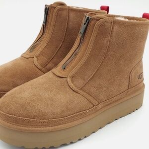 UGG Women Neumel Zip Ankle Boots Chestnut Suede Plush